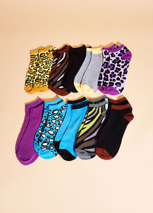 Assorted 10Pk No Show Ankle Socks, Multi image number 0